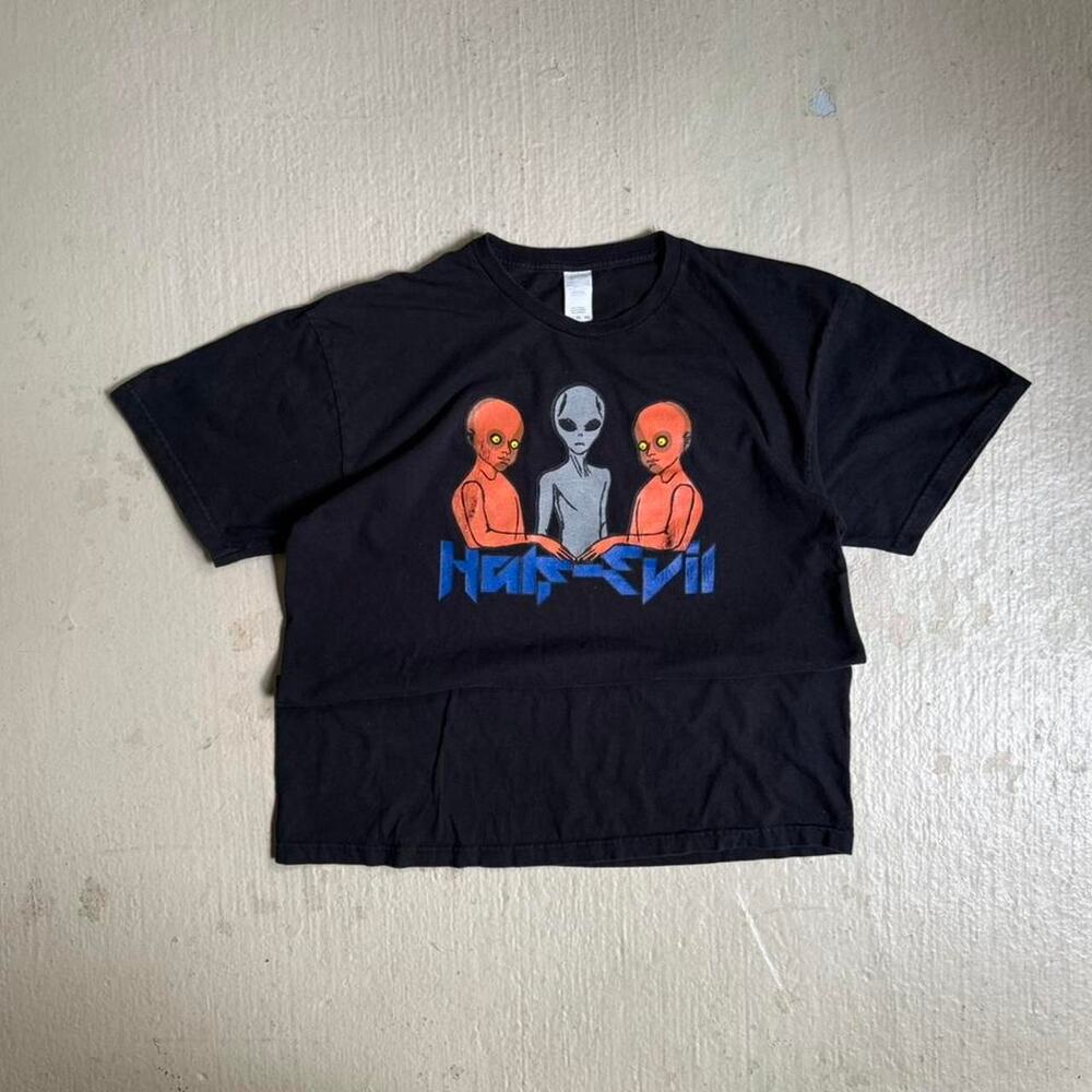 Half Evil Alien Men's XL Black Tee Streetwear